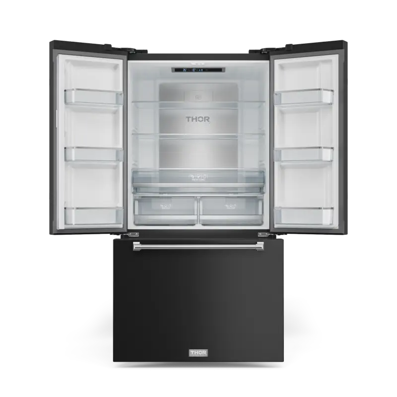 36 Inch 20.3 cu ft French Door Counter Depth Refrigerator with Ice Maker in Black/Stainless Steel | Gordon Ramsay Series - (RF3621CTD00SS) -