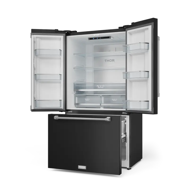 36 Inch 20.3 cu ft French Door Counter Depth Refrigerator with Ice Maker in Black/Stainless Steel | Gordon Ramsay Series - (RF3621CTD00SS) -