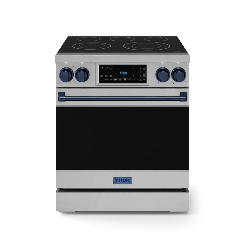 30 Inch Professional Electric Range with Tilt Panel Touch Control in Stainless Steel/Navy Blue | Gordon Ramsay Series - (RSE30BLU) -