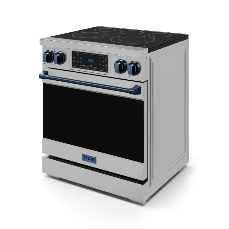 30 Inch Professional Electric Range with Tilt Panel Touch Control in Stainless Steel/Navy Blue | Gordon Ramsay Series - (RSE30BLU) -