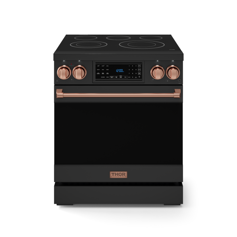 30 Inch Professional Electric Range with Tilt Panel Touch Control in Black/Rose Gold | Gordon Ramsay Series - (RSE30BRSG) -