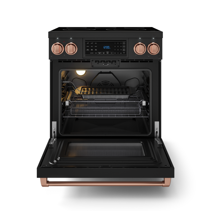 30 Inch Professional Electric Range with Tilt Panel Touch Control in Black/Rose Gold | Gordon Ramsay Series - (RSE30BRSG) -
