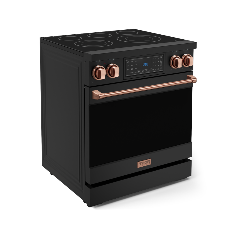 30 Inch Professional Electric Range with Tilt Panel Touch Control in Black/Rose Gold | Gordon Ramsay Series - (RSE30BRSG) -