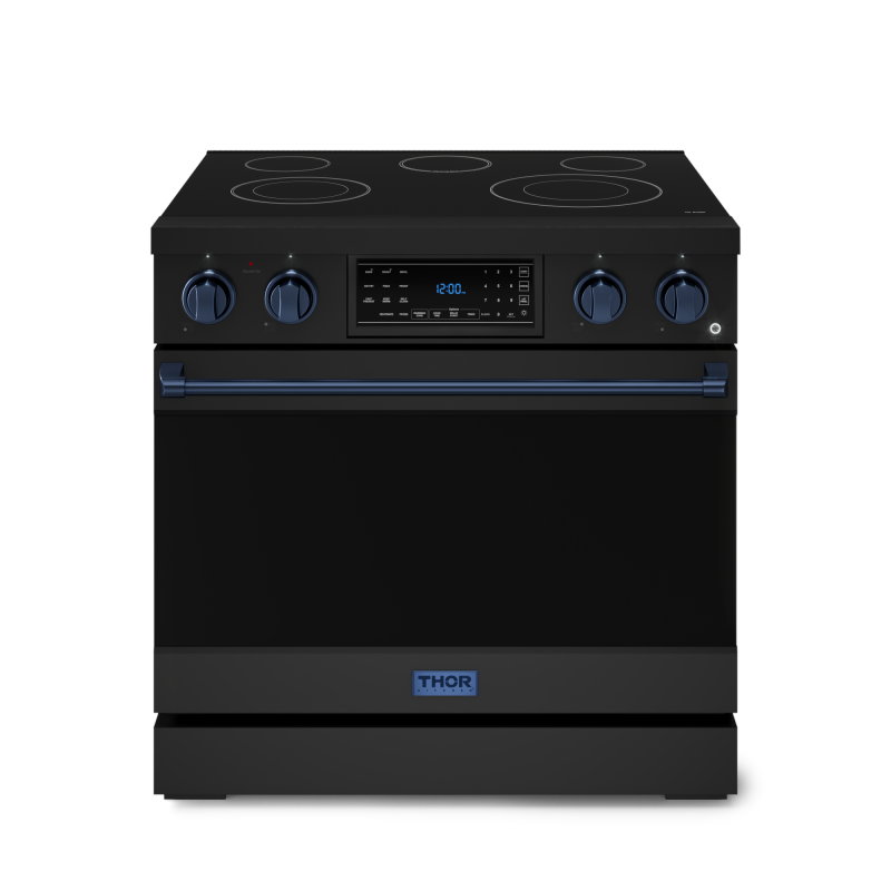 36 Inch Professional Electric Range with Tilt Panel Touch Control in Black/Navy Blue | Gordon Ramsay Series - (RSE36BBLU) -