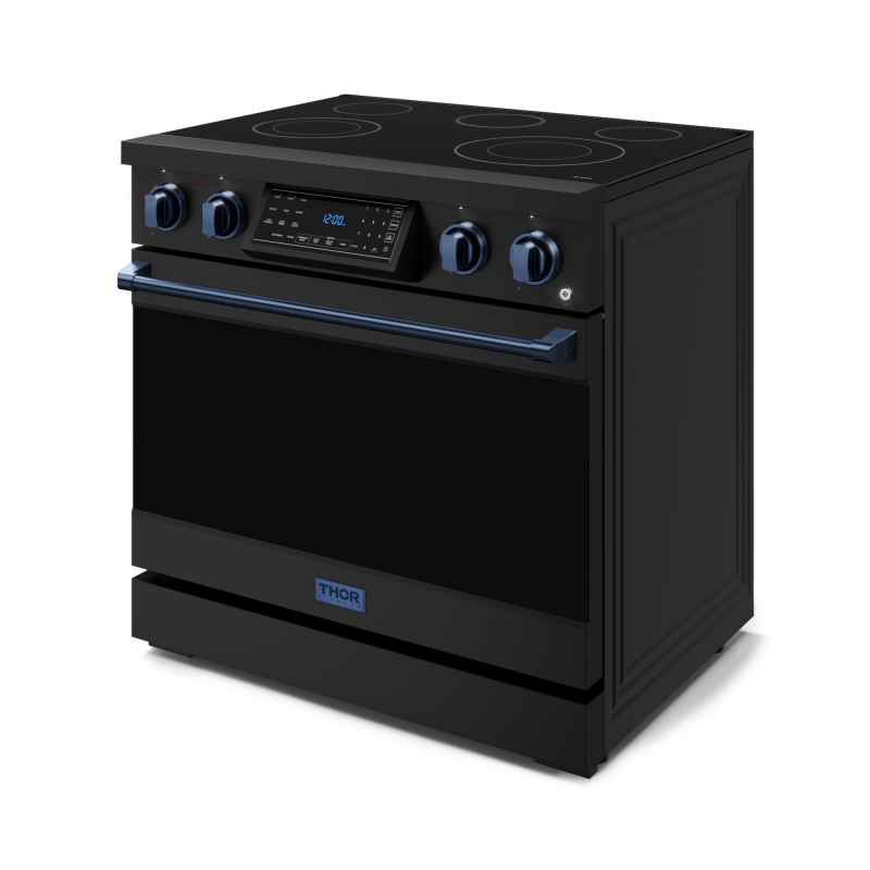 36 Inch Professional Electric Range with Tilt Panel Touch Control in Black/Navy Blue | Gordon Ramsay Series - (RSE36BBLU) -