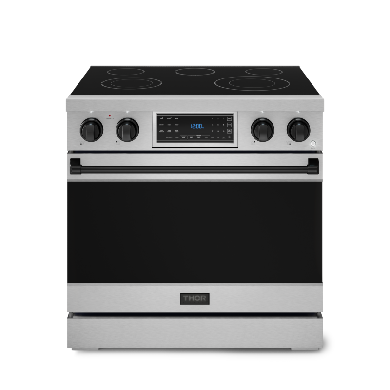36 Inch Professional Electric Range with Tilt Panel Touch Control in Stainless Steel/Black | Gordon Ramsay Series - (RSE36BLK) -