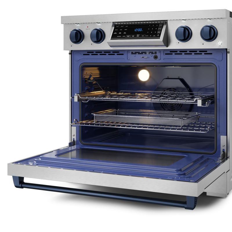 36 Inch Professional Electric Range with Tilt Panel Touch Control in Stainless Steel/Navy Blue | Gordon Ramsay Series - (RSE36BLU) -