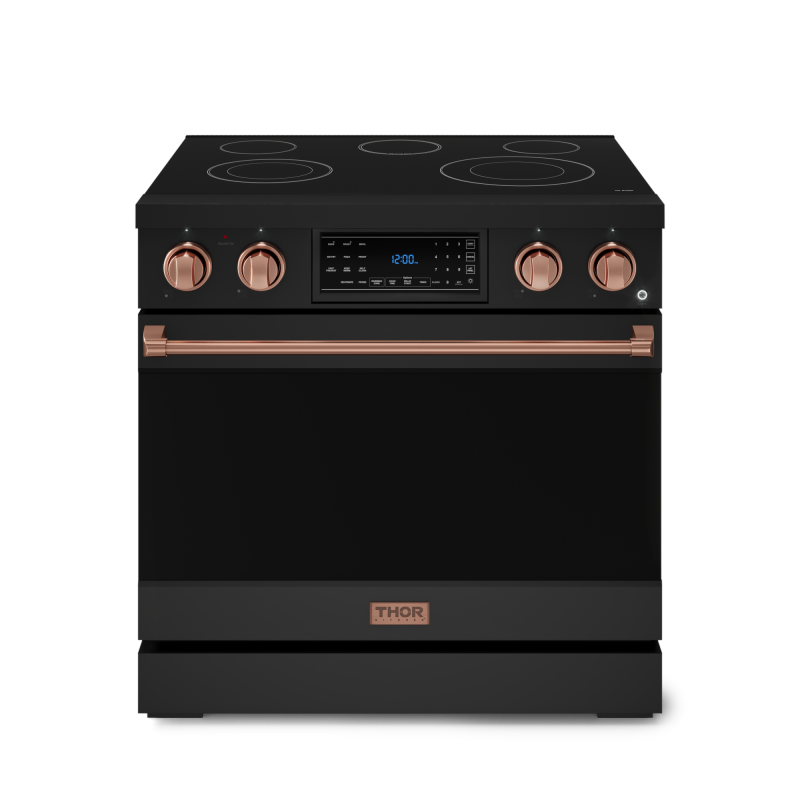 36 Inch Professional Electric Range with Tilt Panel Touch Control in Black/Rose Gold | Gordon Ramsay Series - (RSE36BRSG) -