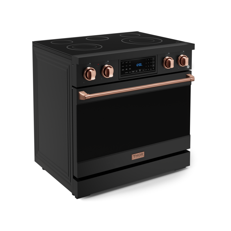 36 Inch Professional Electric Range with Tilt Panel Touch Control in Black/Rose Gold | Gordon Ramsay Series - (RSE36BRSG) -