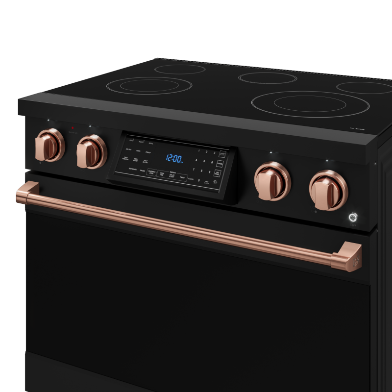 36 Inch Professional Electric Range with Tilt Panel Touch Control in Black/Rose Gold | Gordon Ramsay Series - (RSE36BRSG) -