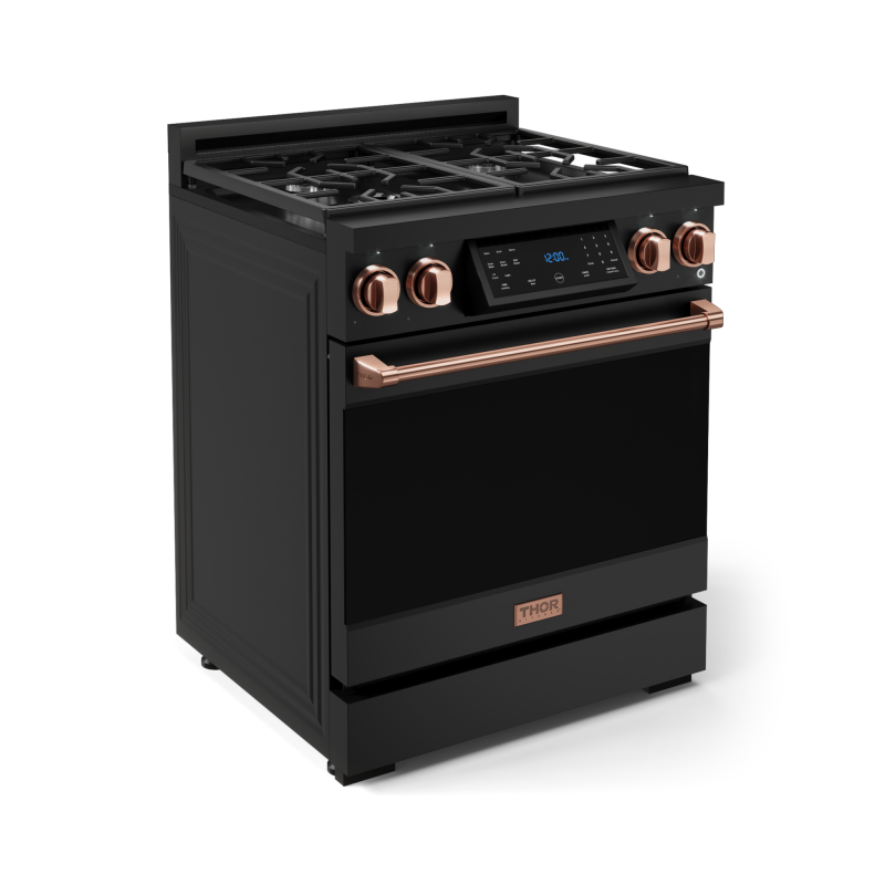 30 Inch Professional Gas Range with Tilt Panel Touch Control in Black/Rose Gold | Gordon Ramsay Series - (RSG30BRSG) -