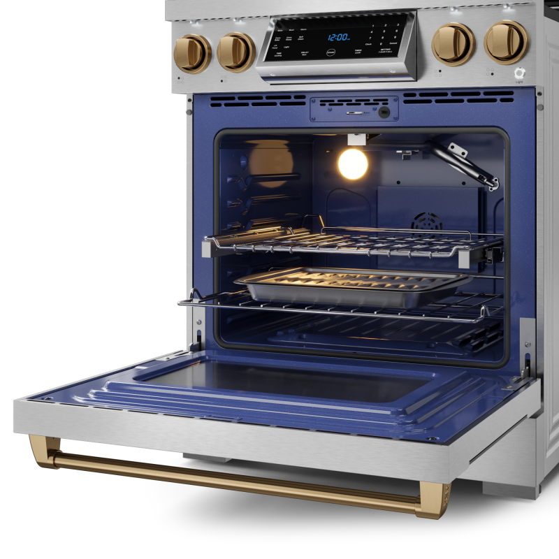 30 Inch Professional Gas Range with Tilt Panel Touch Control in Stainless Steel/Bronze | Gordon Ramsay Series - (RSG30BRZ) -