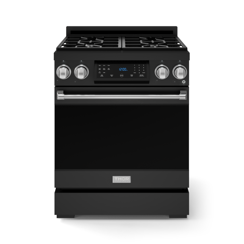 30 Inch Professional Gas Range with Tilt Panel Touch Control in Black/Stainless Steel | Gordon Ramsay Series - (RSG30BSS) -