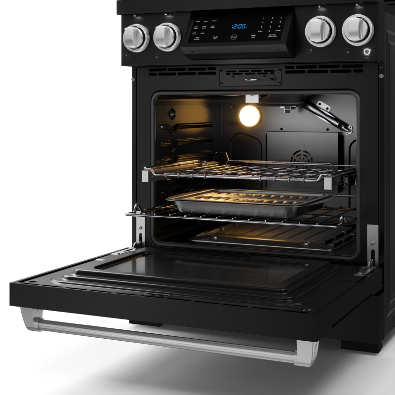 30 Inch Professional Gas Range with Tilt Panel Touch Control in Black/Stainless Steel | Gordon Ramsay Series - (RSG30BSS) -