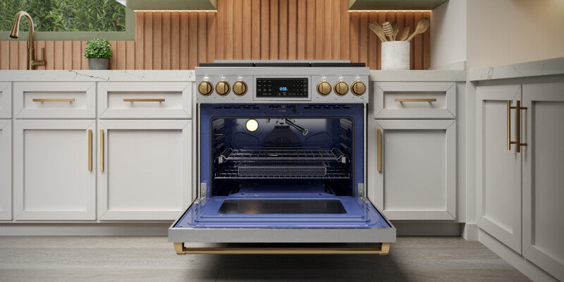 36 Inch Professional Gas Range with Tilt Panel Touch Control in Stainless Steel/Black | Gordon Ramsay Series - (RSG36BLK) -