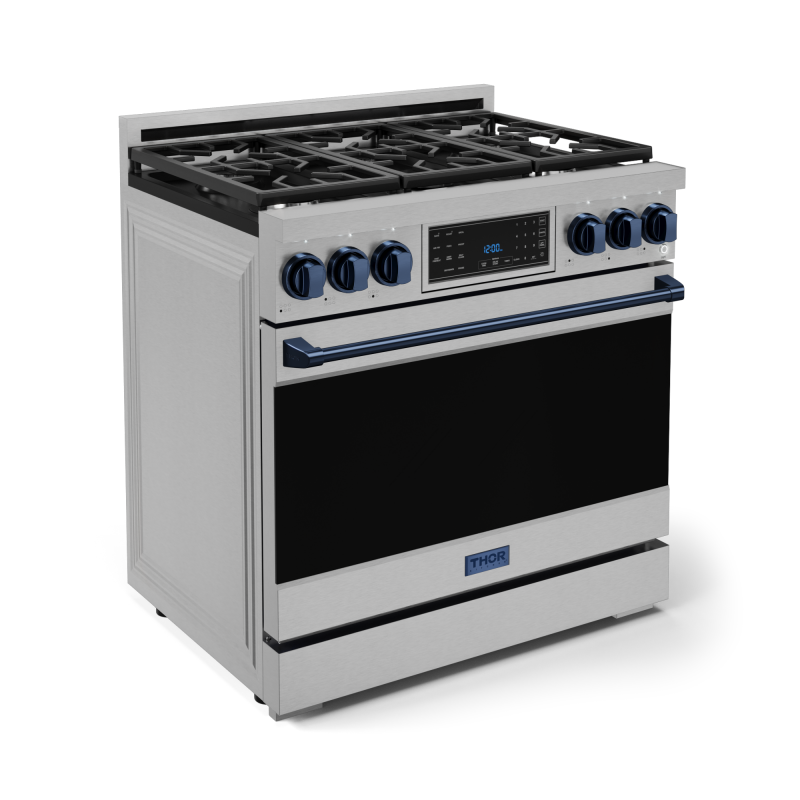36 Inch Professional Gas Range with Tilt Panel Touch Control in Stainless Steel/Blue | Gordon Ramsay Series - (RSG36BLU) -