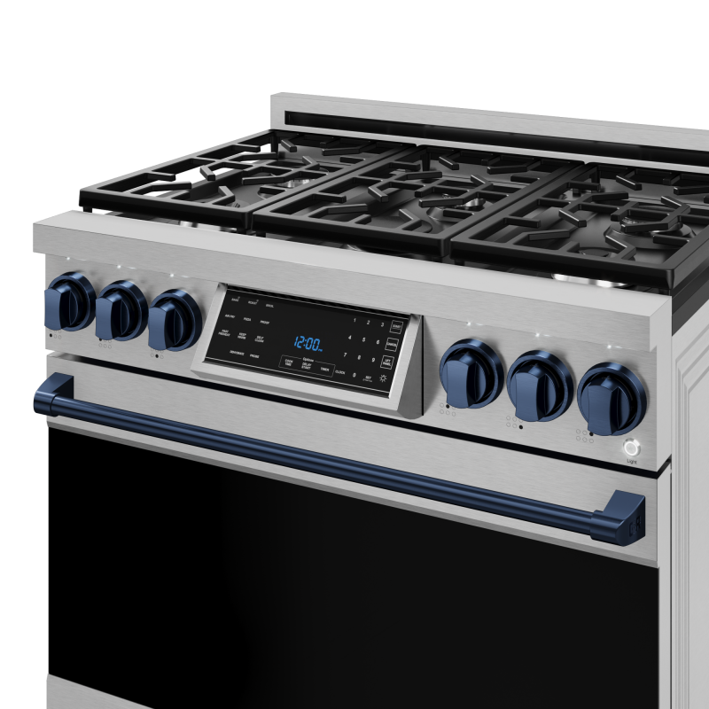 36 Inch Professional Gas Range with Tilt Panel Touch Control in Stainless Steel/Blue | Gordon Ramsay Series - (RSG36BLU) -