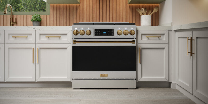 36 Inch Professional Gas Range with Tilt Panel Touch Control in Stainless Steel/Blue | Gordon Ramsay Series - (RSG36BLU) -
