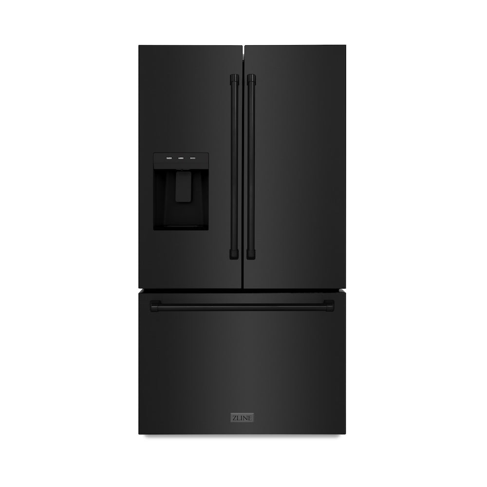 36in. 28.9 cu. ft. Standard-Depth French Door External Water Dispenser Refrigerator with Dual Ice Maker in Black Stainless Steel - (RSMW36BS) -
