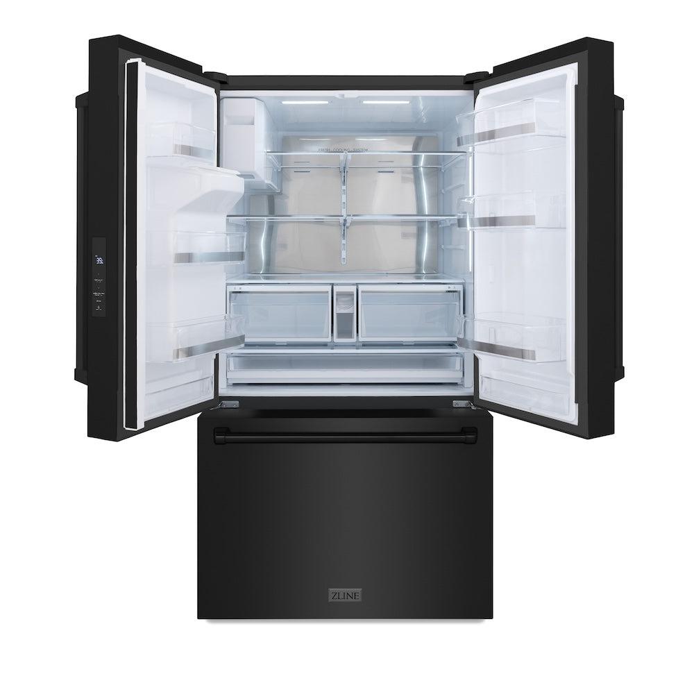 36in. 28.9 cu. ft. Standard-Depth French Door External Water Dispenser Refrigerator with Dual Ice Maker in Black Stainless Steel - (RSMW36BS) -