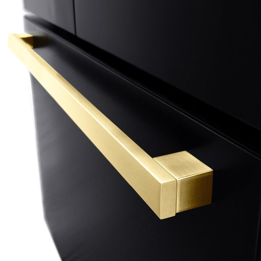 AutographEdition 36 in. 28.9 cu. ft. Standard-Depth French Door External Water Dispenser Refrigerator with Dual Ice Maker in Black Stainless Steel and Polished Gold Square Handles - (RSMZW36BSFG) -