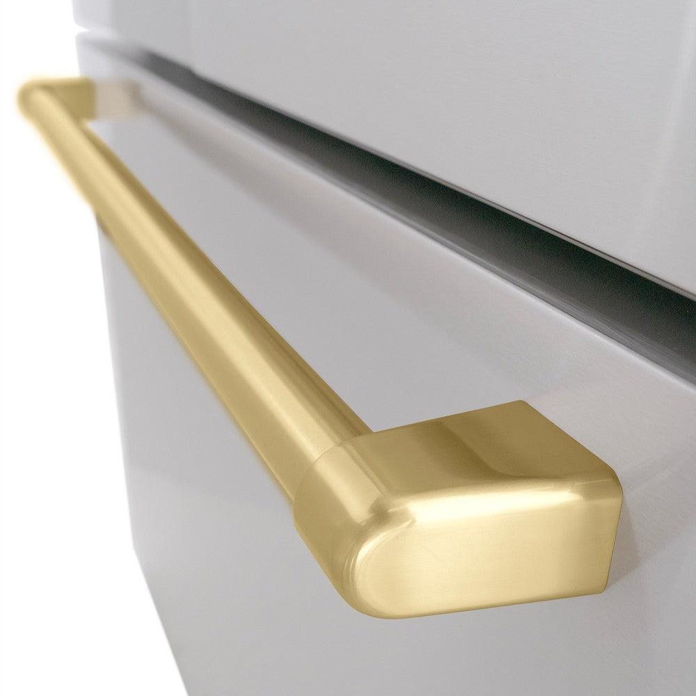 AutographEdition 36 in. 28.9 cu. ft. Standard-Depth French Door External Water Dispenser Refrigerator with Dual Ice Maker in Fingerprint Resistant Stainless Steel and Champagne Bronze Handles - (RSMZW36CB) -