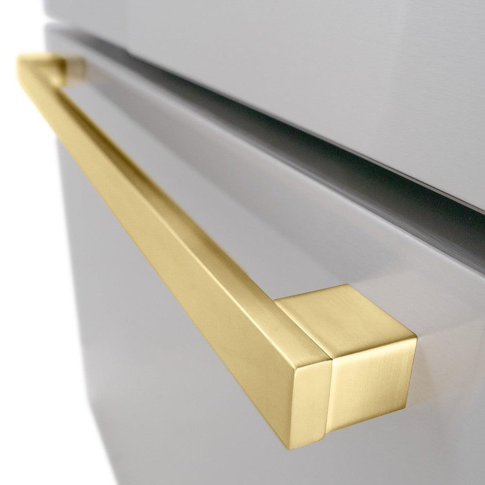 AutographEdition 36 in. 28.9 cu. ft. Standard-Depth French Door External Water Dispenser Refrigerator with Dual Ice Maker in Fingerprint Resistant Stainless Steel and Polished Gold Square Handles - (RSMZW36FG) -