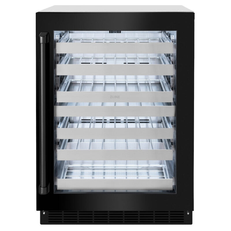 ZLINE 24 in. Touchstone Dual Zone 44 Bottle Wine Cooler With Black Stainless Steel Glass Door (RWDO-BS-24) - (RWDOBS24) -