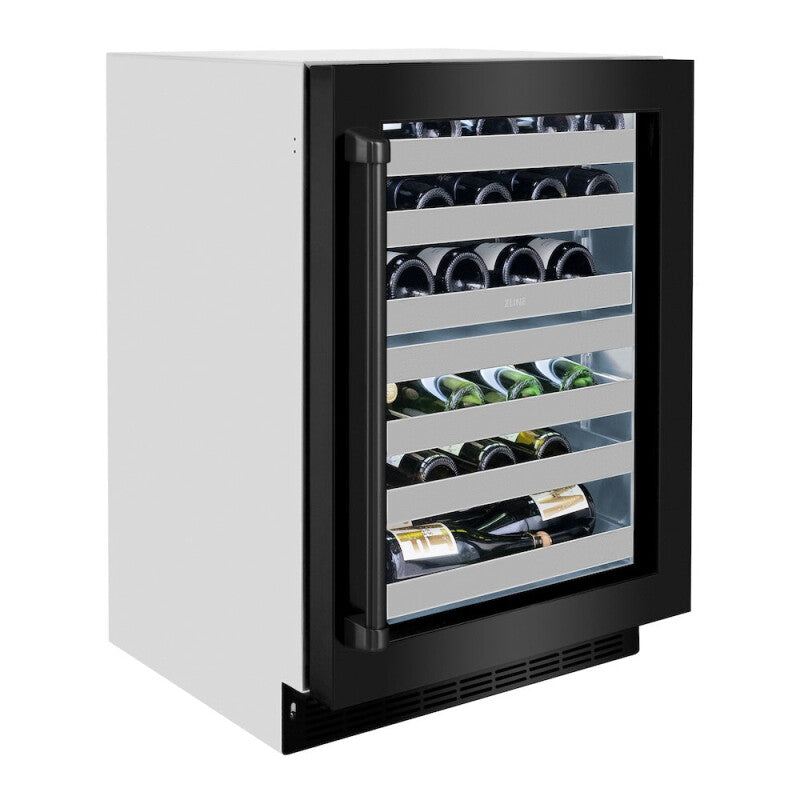 ZLINE 24 in. Touchstone Dual Zone 44 Bottle Wine Cooler With Black Stainless Steel Glass Door (RWDO-BS-24) - (RWDOBS24) -