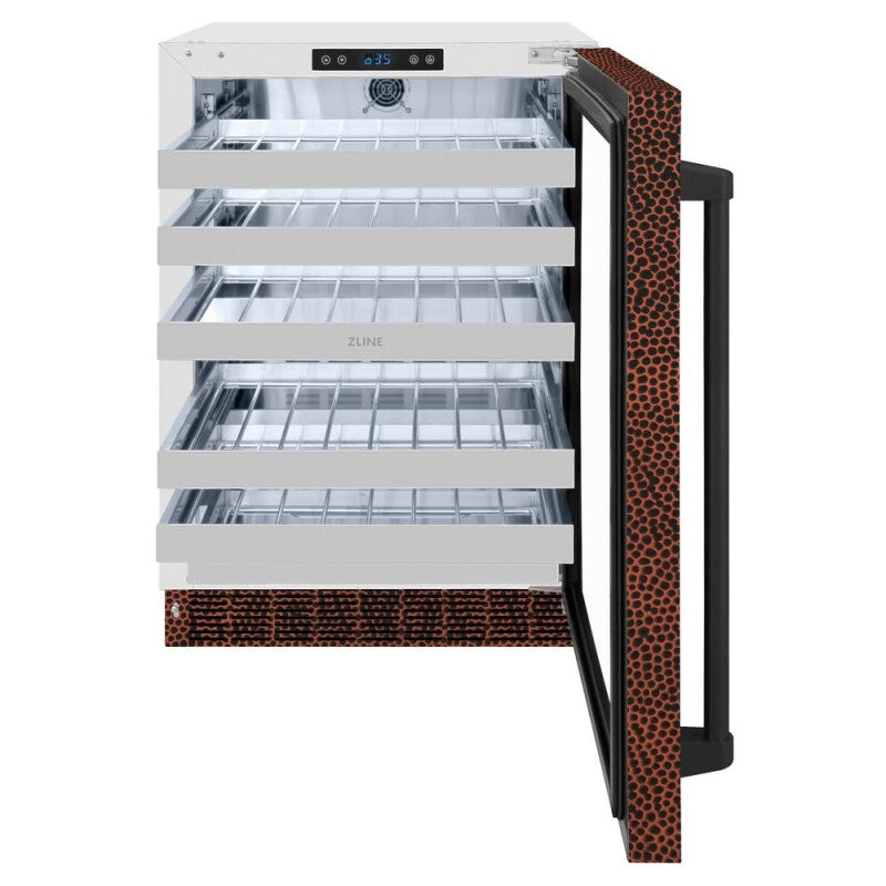 ZLINE 24 in. Touchstone Dual Zone 44 Bottle Wine Cooler with Hand Hammered Copper Glass Door (RWDO-HH-24) - (RWDOHH24) -