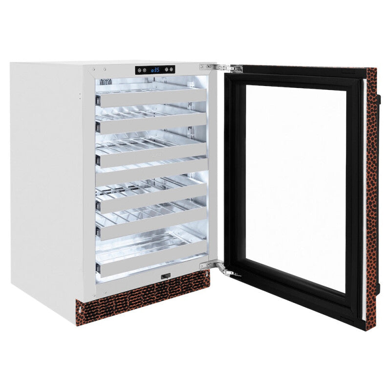 ZLINE 24 in. Touchstone Dual Zone 44 Bottle Wine Cooler with Hand Hammered Copper Glass Door (RWDO-HH-24) - (RWDOHH24) -