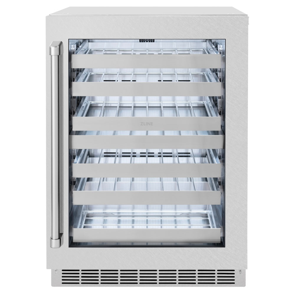 ZLINE 24 in. Touchstone Dual Zone 44 Bottle Wine Cooler With DuraSnow® Stainless Steel Glass Door (RWDO-SN-24) - (RWDOSN24) -