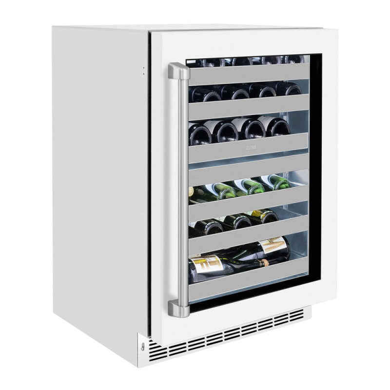ZLINE 24 in. Touchstone Dual Zone 44 Bottle Wine Cooler With White Matte Glass Door (RWDO-WM-24) - (RWDOWM24) -