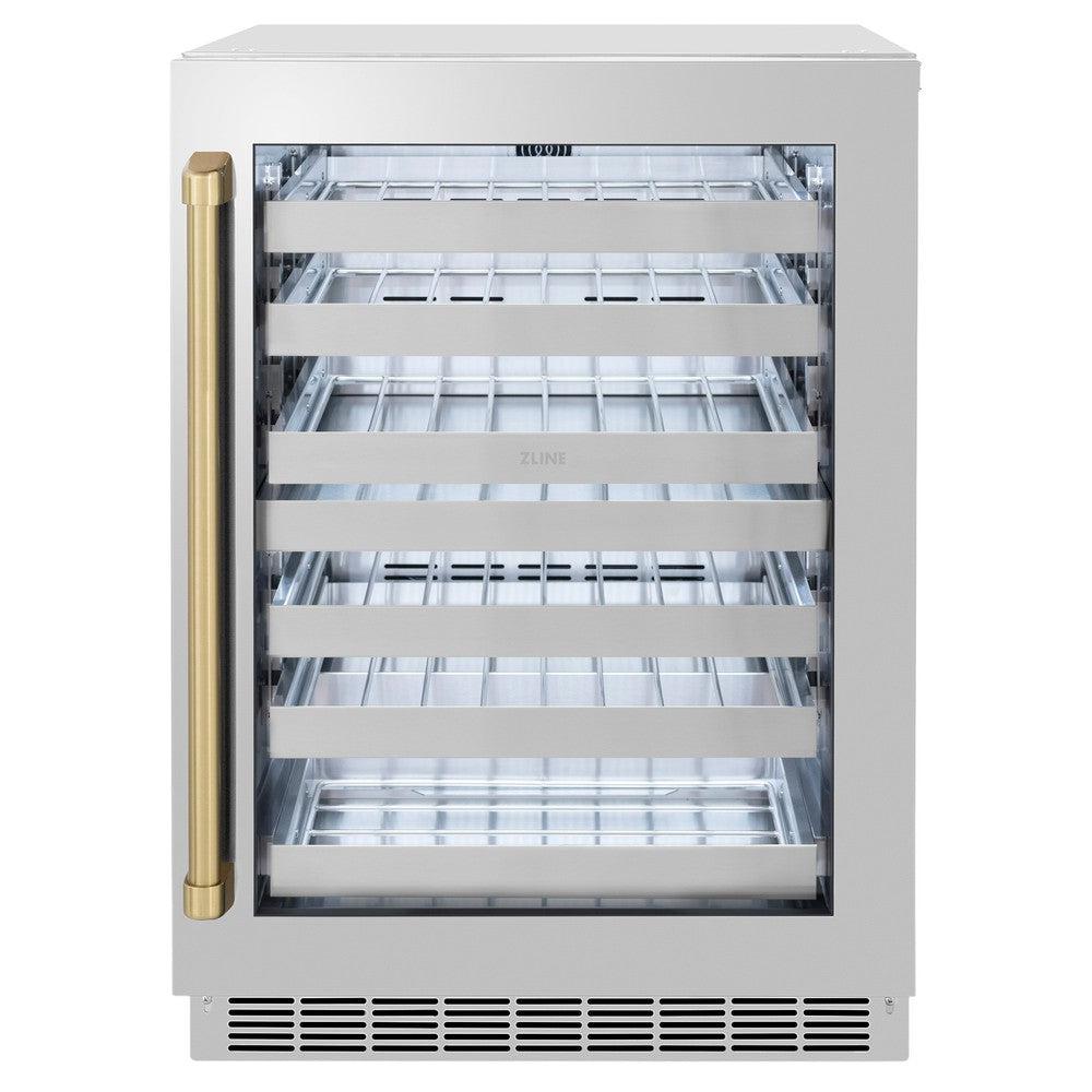 AutographEdition 24 in. Touchstone Dual Zone 44 Bottle Wine Cooler With Stainless Steel Glass Door And Champagne Bronze Handle - (RWDOZGS24CB) -