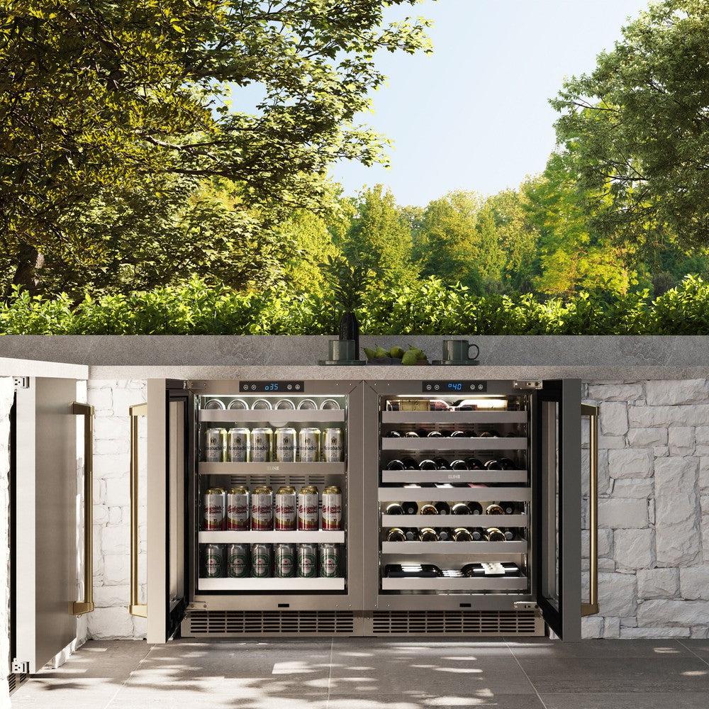 AutographEdition 24 in. Touchstone Dual Zone 44 Bottle Wine Cooler With Stainless Steel Glass Door And Polished Gold Handle - (RWDOZGS24G) -