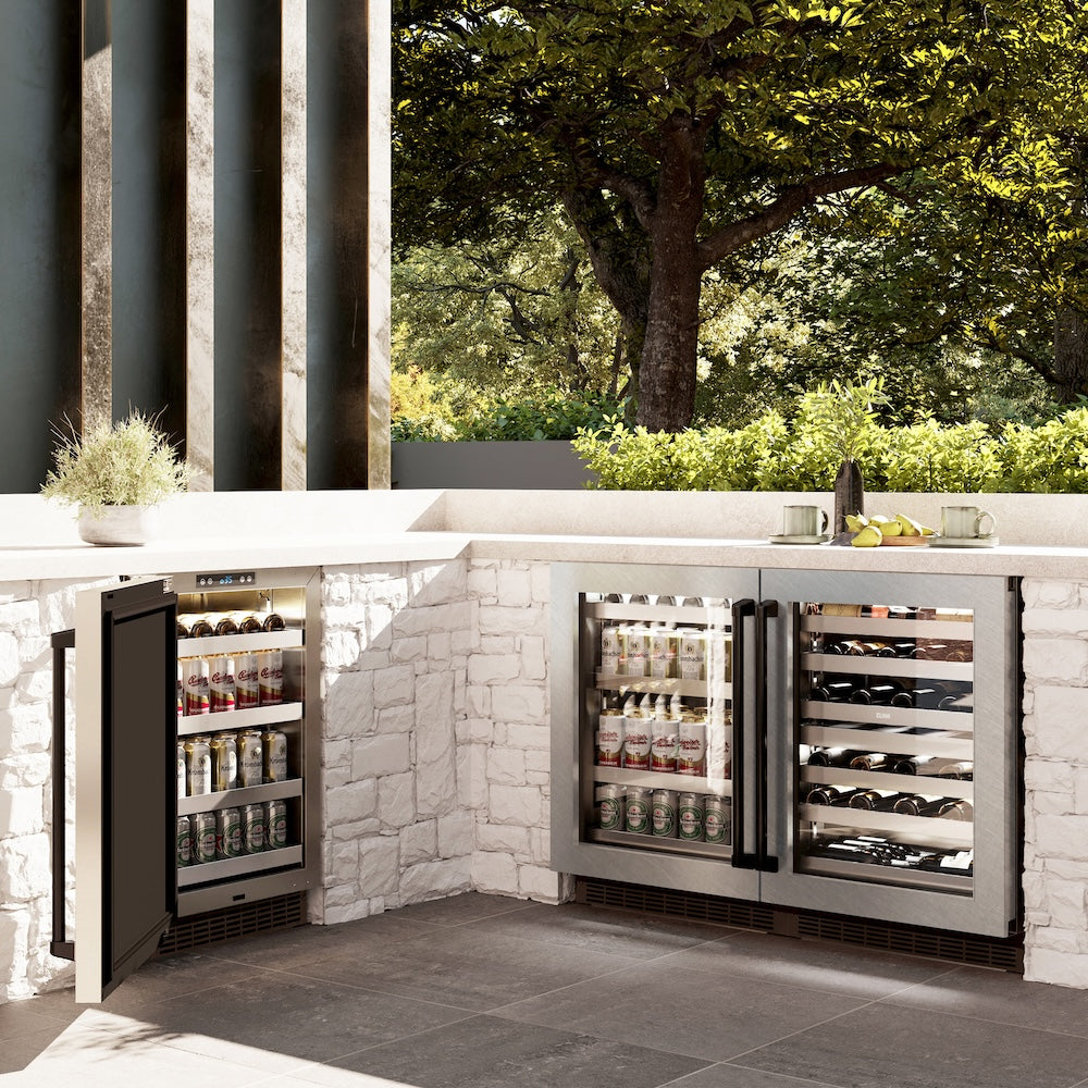 ZLINE Autograph Edition 24 in. Touchstone Dual Zone 44 Bottle Wine Cooler With DuraSnow® Stainless Steel Glass Door And Matte Black Handle (RWDOZ-SN-24-MB) - (RWDOZSN24MB) -