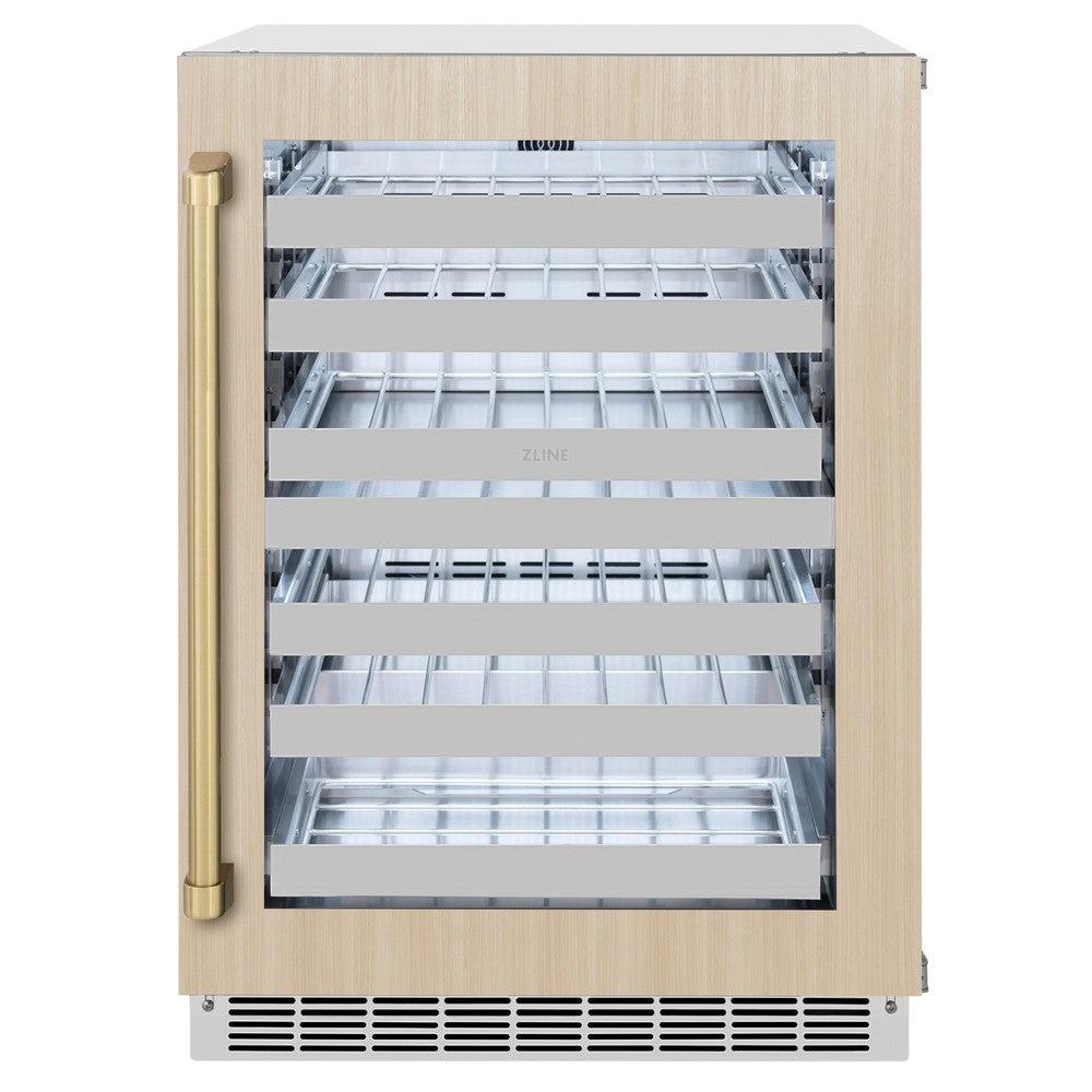 AutographEdition 24 in. Touchstone Dual Zone 44 Bottle Wine Cooler With Panel Ready Glass Door And Champagne Bronze Handle - (RWDPOZ24CB) -
