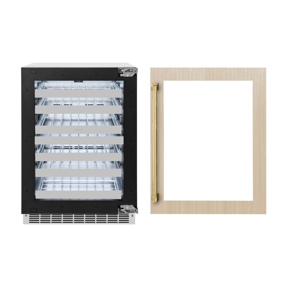 AutographEdition 24 in. Touchstone Dual Zone 44 Bottle Wine Cooler With Panel Ready Glass Door And Polished Gold Handle - (RWDPOZ24G) -