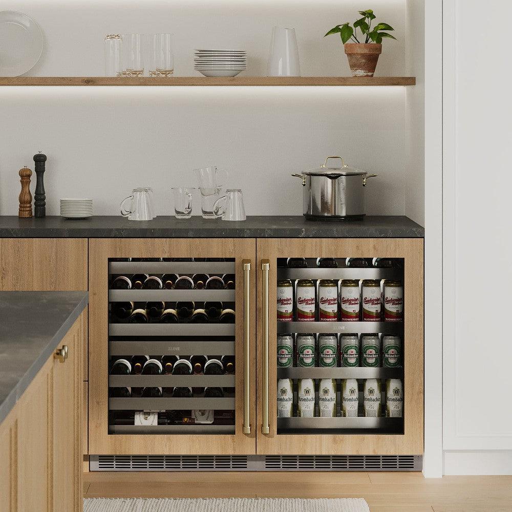 AutographEdition 24 in. Touchstone Dual Zone 44 Bottle Wine Cooler With Panel Ready Glass Door And Polished Gold Handle - (RWDPOZ24G) -
