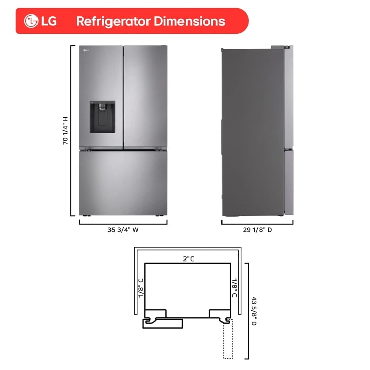 LG LF26C6230V French Door Refrigerator doors open