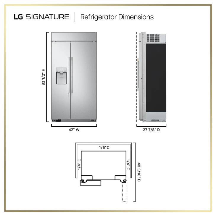 LG SIGNATURE US26WBB92S refrigerator dimensional drawing