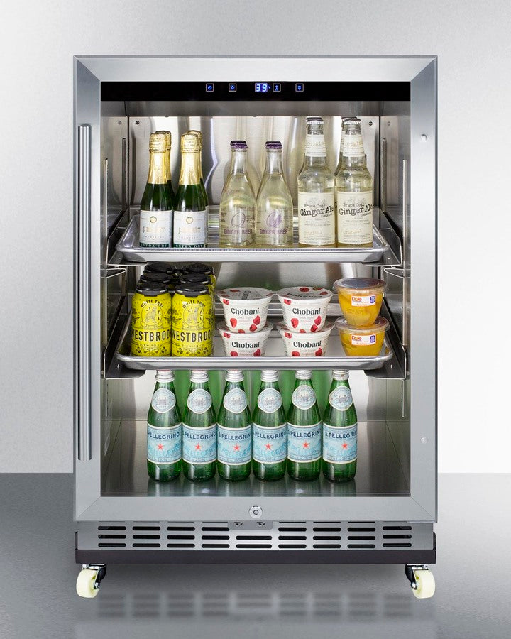 24" Wide Outdoor Mini Reach-in Beverage Center With Dolly - (SCR611GLOSRI)
