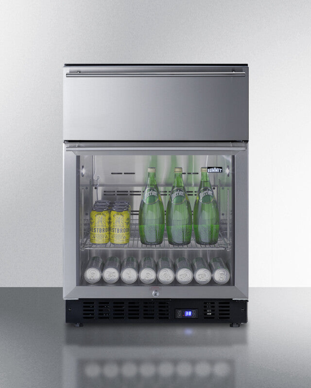24" Wide Built-in Commercial Beverage Refrigerator With Top Drawer - (SCR615TD)