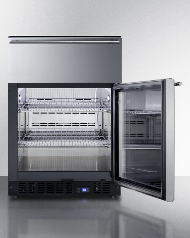 24" Wide Built-in Commercial Beverage Refrigerator With Top Drawer - (SCR615TD)