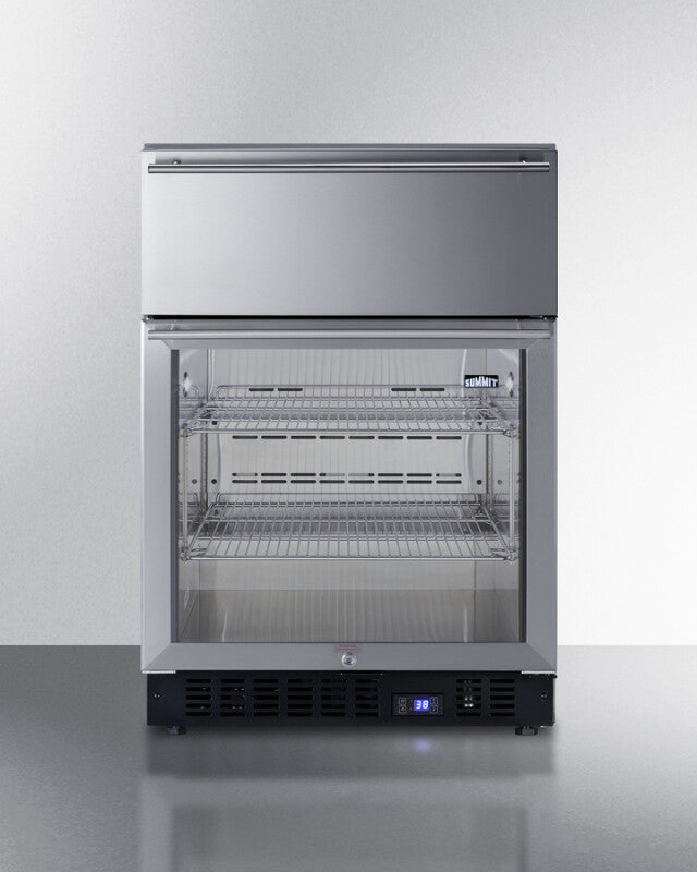 24" Wide Built-in Commercial Beverage Refrigerator With Top Drawer - (SCR615TDCSS)