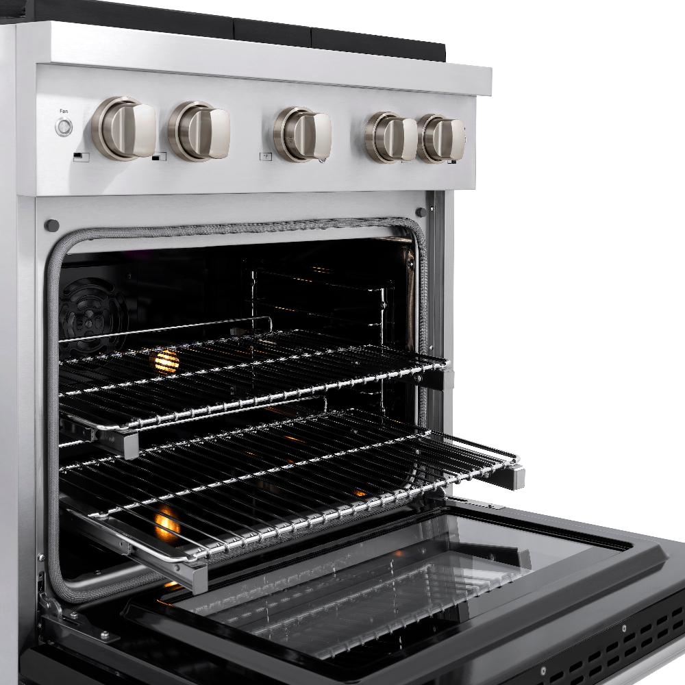 30 in. 4.2 cu. ft. Paramount Dual Fuel Range with 4 Burner Gas Cooktop and Electric Convection Oven - (SDRBLM30) -