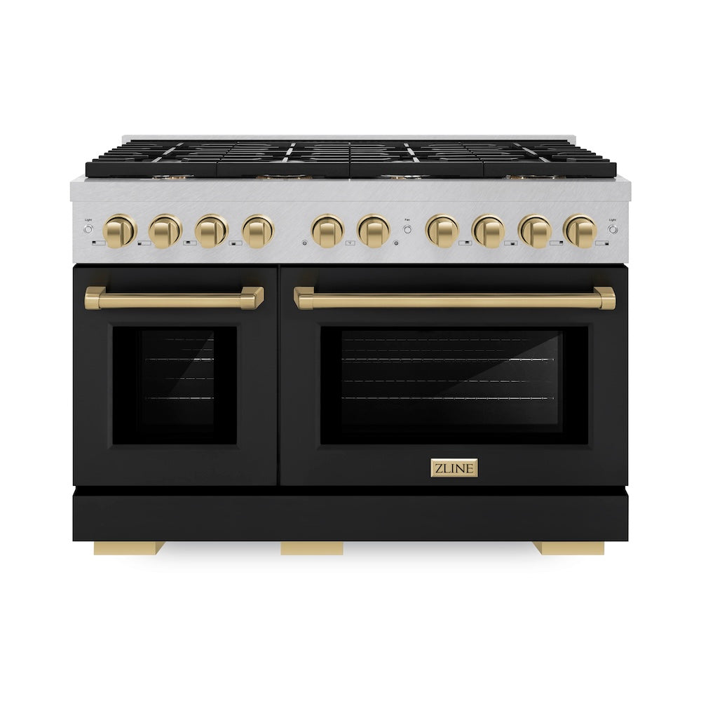 Autograph Edition 48 in. 6.7 cu. ft. Paramount Double Oven Dual Fuel Range with 8 Burner Gas Cooktop - (SDRSZBLM48CB) -