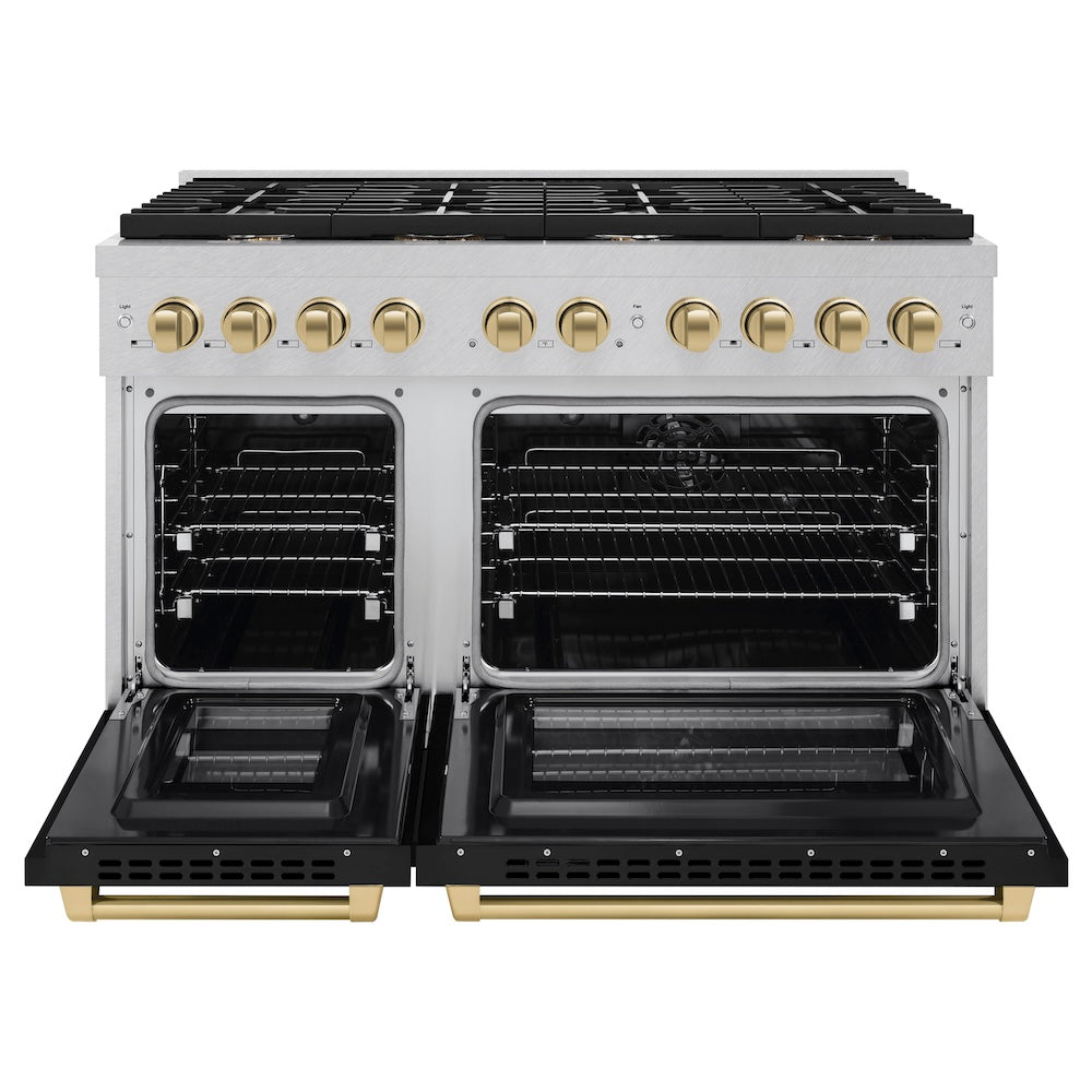 Autograph Edition 48 in. 6.7 cu. ft. Paramount Double Oven Dual Fuel Range with 8 Burner Gas Cooktop - (SDRSZBLM48CB) -