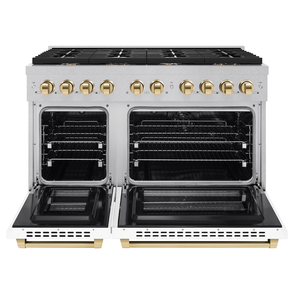 Autograph Edition 48 in. 6.7 cu. ft. Paramount Double Oven Dual Fuel Range with 8 Burner Gas Cooktop - (SDRSZWM48G) -