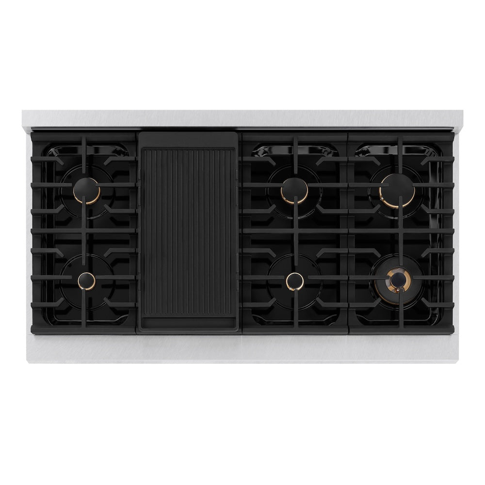 Autograph Edition 48 in. 6.7 cu. ft. Paramount Double Oven Dual Fuel Range with 8 Burner Gas Cooktop - (SDRSZWM48MB) -